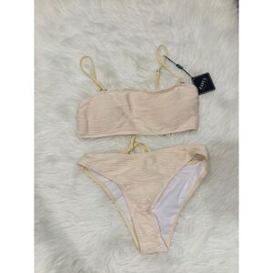 ZAFUL Women's Cream and Tan Bikinis Tankini Set 2 Piece Swimsuit Size 6 NWT